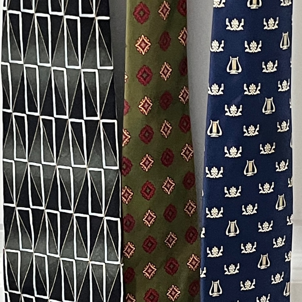Vintage (3)Tie Set - Black, Green, and Blue Olimpo ,Rhodia Italian & Ziggurat